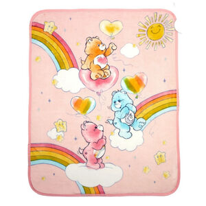 NEW Care Bears Pink Rainbow Silky Soft Throw Blanket